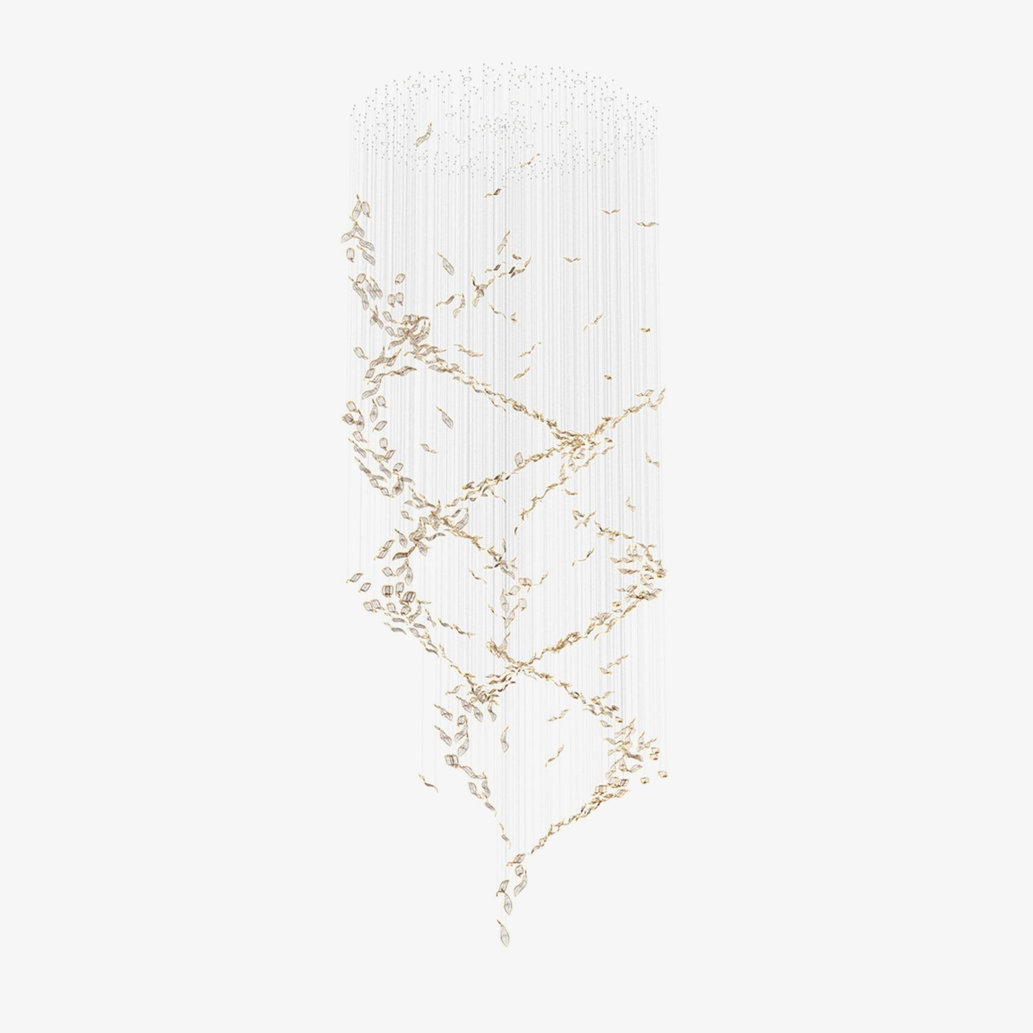 Fluttering Leaves Nature Inspired Large LED Chandelier with Amber Glass for Hotels and Living Rooms