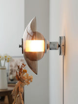 Flying Saucer Amber Glass Wall Sconce Modern Chrome Plug In Lighting