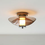 Flying Saucer Amber Glass Wall Sconce Modern Chrome Plug In Lighting