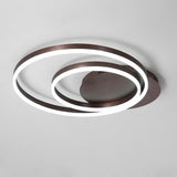 Modern Dimmable Multi Circle LED Flush Mount Ceiling Light for Living Room and Bedroom in Coffee Finish