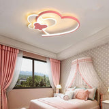 Modern Heart Shaped LED Ceiling Light Dimmable Flush Mount Fixture for Kids Bedroom and Nursery