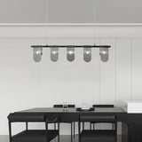 Folioles Modern Brass Gasolier Chandelier with Smoke Gray Glass Shades for Elegant Interiors