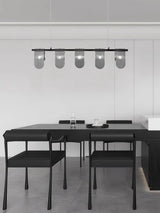 Folioles Modern Brass Gasolier Chandelier with Smoke Gray Glass Shades for Elegant Interiors