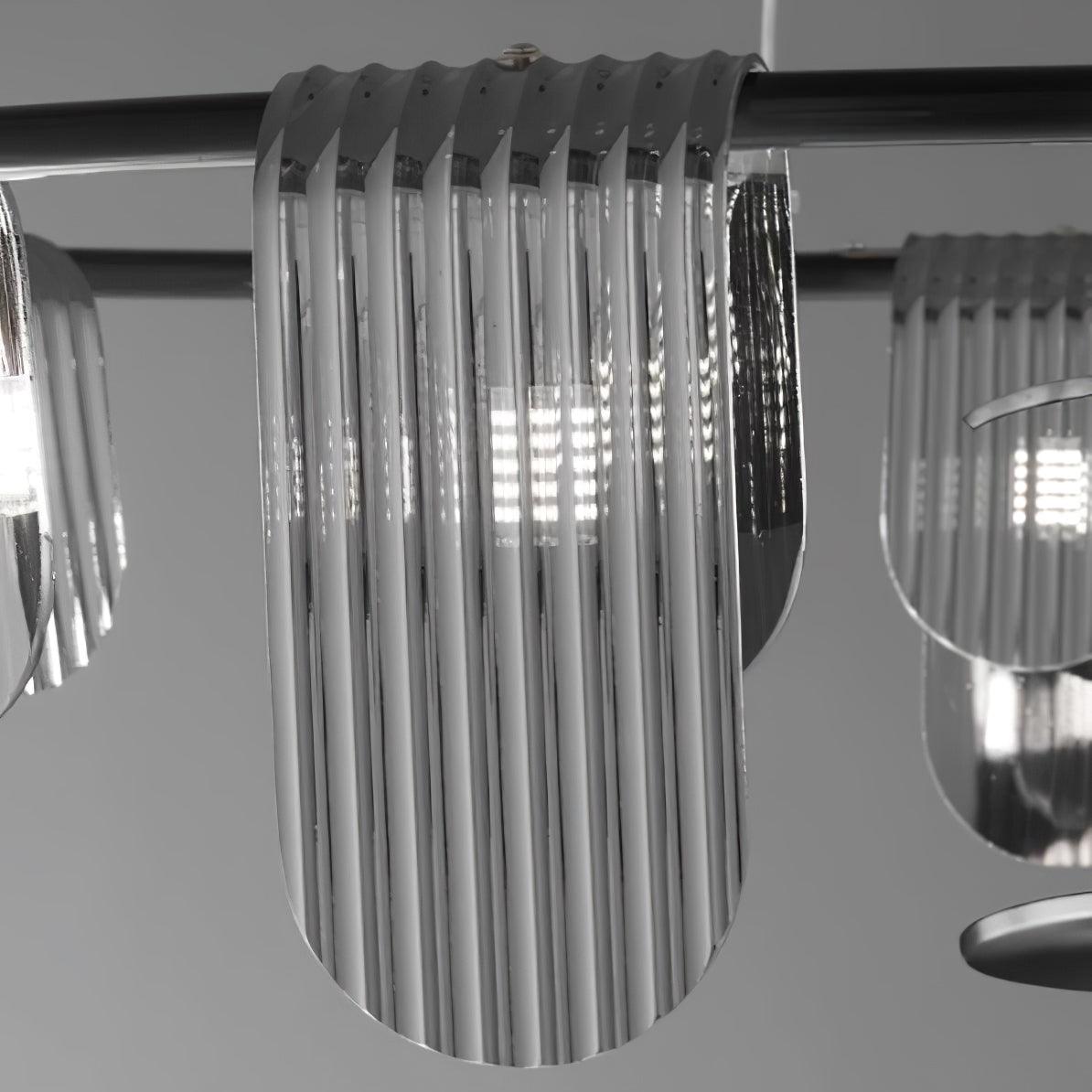 Folioles Modern Brass Gasolier Chandelier with Smoke Gray Glass Shades for Elegant Interiors