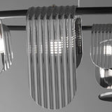 Folioles Modern Brass Gasolier Chandelier with Smoke Gray Glass Shades for Elegant Interiors