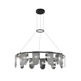 Folioles Modern Brass Gasolier Chandelier with Smoke Gray Glass Shades for Elegant Interiors