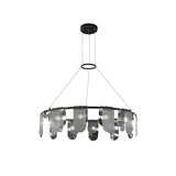 Folioles Modern Brass Gasolier Chandelier with Smoke Gray Glass Shades for Elegant Interiors