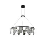 Folioles Modern Brass Gasolier Chandelier with Smoke Gray Glass Shades for Elegant Interiors