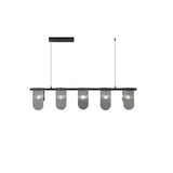Folioles Modern Brass Gasolier Chandelier with Smoke Gray Glass Shades for Elegant Interiors