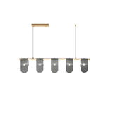 Folioles Modern Brass Gasolier Chandelier with Smoke Gray Glass Shades for Elegant Interiors