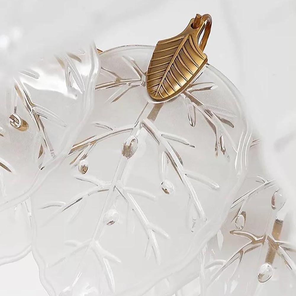 Floral Leaf Design Flush Mount Ceiling Light Elegant Metal and Glass LED Lamp
