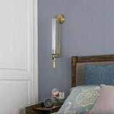 French Classic Brass Wall Sconce with Clear Ribbed Glass and Plug In Cord for Bedroom