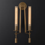 French Classic Brass Wall Sconce with Clear Ribbed Glass and Plug In Cord for Bedroom