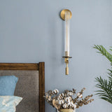 French Classic Brass Wall Sconce with Clear Ribbed Glass and Plug In Cord for Bedroom