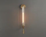 French Classic Brass Wall Sconce with Clear Ribbed Glass and Plug In Cord for Bedroom