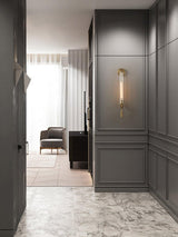 French Classic Brass Wall Sconce with Clear Ribbed Glass and Plug In Cord for Bedroom