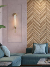 French Classic Brass Wall Sconce with Clear Ribbed Glass and Plug In Cord for Bedroom