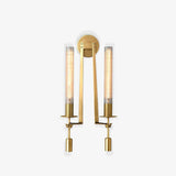 French Classic Brass Wall Sconce with Clear Ribbed Glass and Plug In Cord for Bedroom