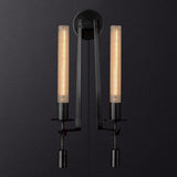 French Classic Brass Wall Sconce with Clear Ribbed Glass and Plug In Cord for Bedroom