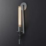 French Classic Brass Wall Sconce with Clear Ribbed Glass and Plug In Cord for Bedroom