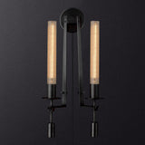 French Classic Brass Wall Sconce with Clear Ribbed Glass and Plug In Cord for Bedroom