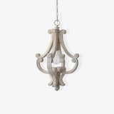 French Country Style Lantern Chandelier Wood Metal Pendant Light for Dining Room Entryway