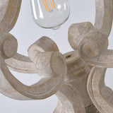 French Country Style Lantern Chandelier Wood Metal Pendant Light for Dining Room Entryway