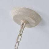 French Country Style Lantern Chandelier Wood Metal Pendant Light for Dining Room Entryway