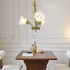 French Pastoral Green Leaf Chandelier with Lily of the Valley Frosted Glass Flower Shades