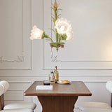 French Pastoral Green Leaf Chandelier with Lily of the Valley Frosted Glass Flower Shades