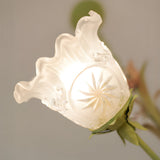 French Pastoral Green Leaf Chandelier with Lily of the Valley Frosted Glass Flower Shades