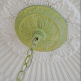 French Pastoral Green Leaf Chandelier with Lily of the Valley Frosted Glass Flower Shades