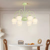 French Style 6 Light Bell Orchid Glass Chandelier with 3 Color Dimming Pendant Light