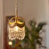 French Style Copper Crystal Pendant Light Three Color Dimming Hanging Lamp for Bedroom
