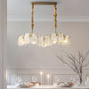French Style Round Wave Glass Cloud Chandelier 3 Step Dimming Luxury Pendant Ceiling Lighting