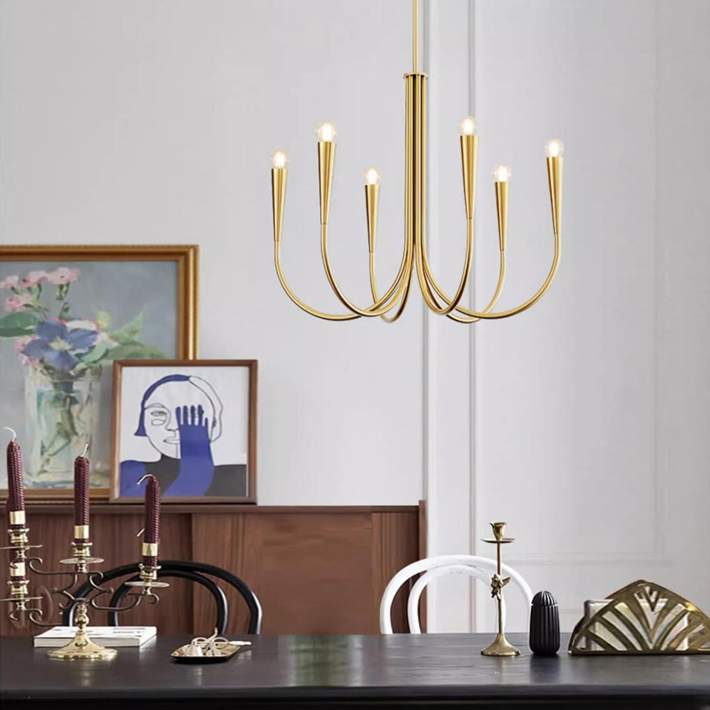 French Vintage Style Candlelight LED Chandelier with 3 Step Dimming for Living and Dining Rooms