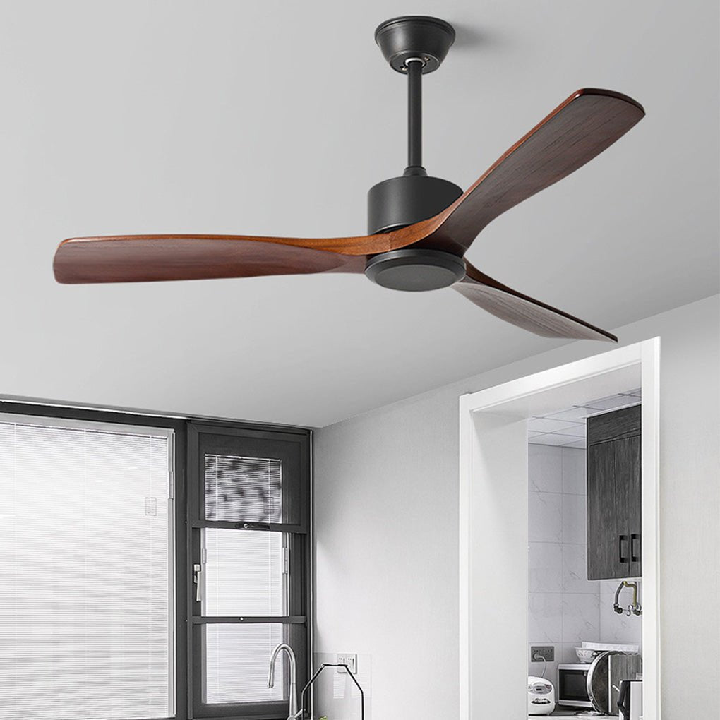 60 Inch Wood Blade Ceiling Fan with Remote Control Reversible DC Motor Mute Airflow