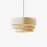 Freya Bohemian Tassel Pendant Light with Hemp Rope and Fabric Shade for Indoor Decor