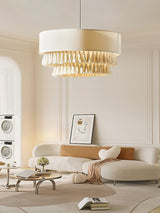 Freya Bohemian Tassel Pendant Light with Hemp Rope and Fabric Shade for Indoor Decor