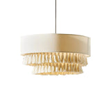 Freya Bohemian Tassel Pendant Light with Hemp Rope and Fabric Shade for Indoor Decor