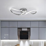 Modern Wavy LED Semi Flush Mount Ceiling Light Dimmable Twisted Spiral Linear Nordic Fixture