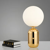 Frosted Glass Globe Table Lamp Nordic Minimalist LED Accent Light for Bedside and Living Room