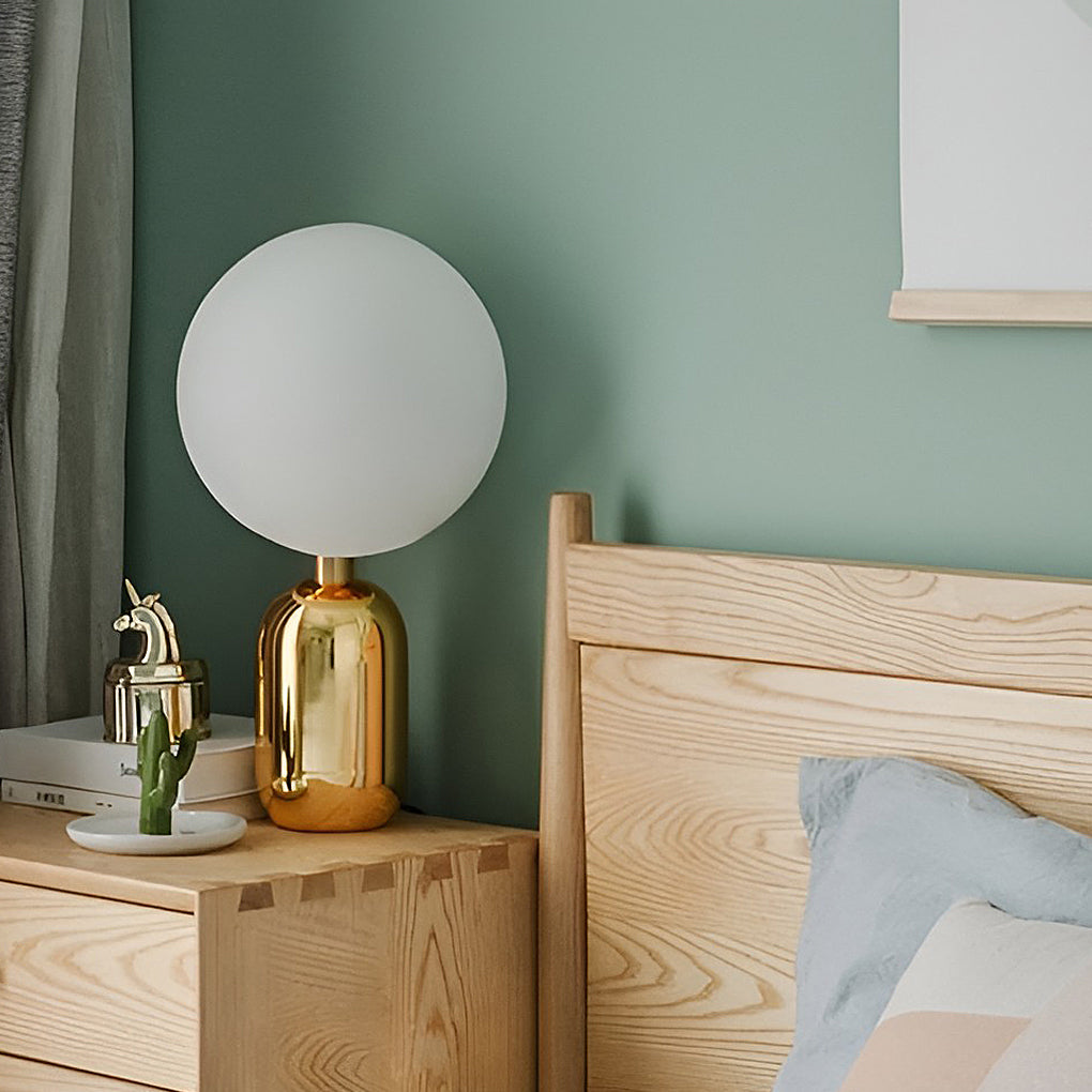 Frosted Glass Globe Table Lamp Nordic Minimalist LED Accent Light for Bedside and Living Room