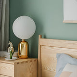 Frosted Glass Globe Table Lamp Nordic Minimalist LED Accent Light for Bedside and Living Room
