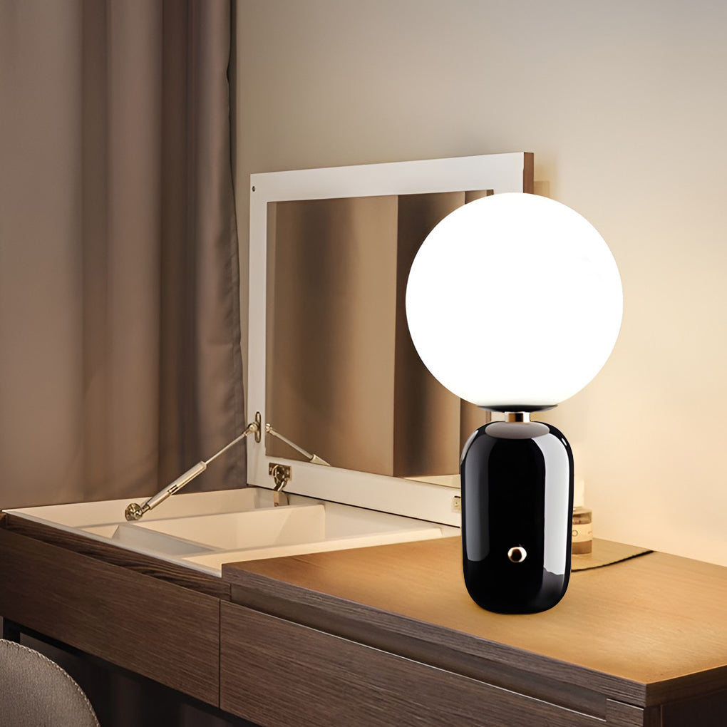 Frosted Glass Globe Table Lamp Nordic Minimalist LED Accent Light for Bedside and Living Room