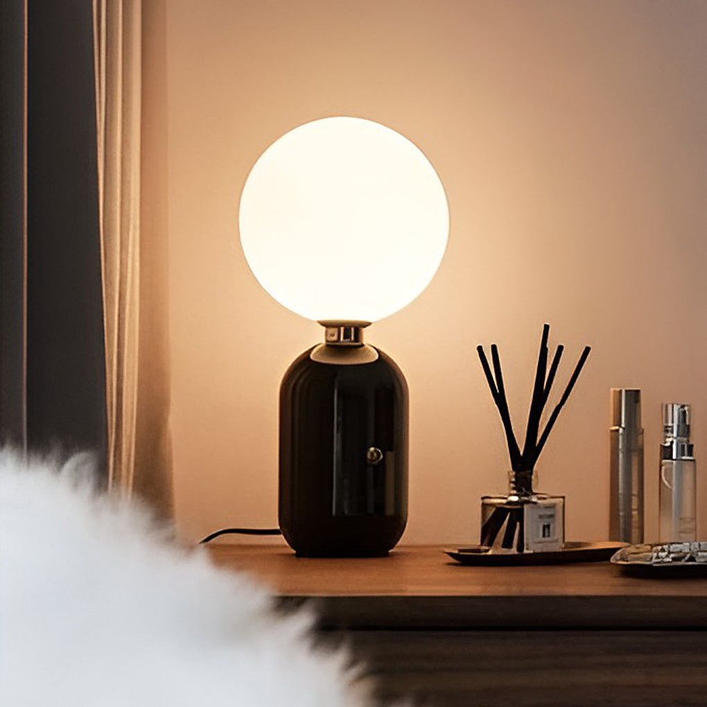 Frosted Glass Globe Table Lamp Nordic Minimalist LED Accent Light for Bedside and Living Room