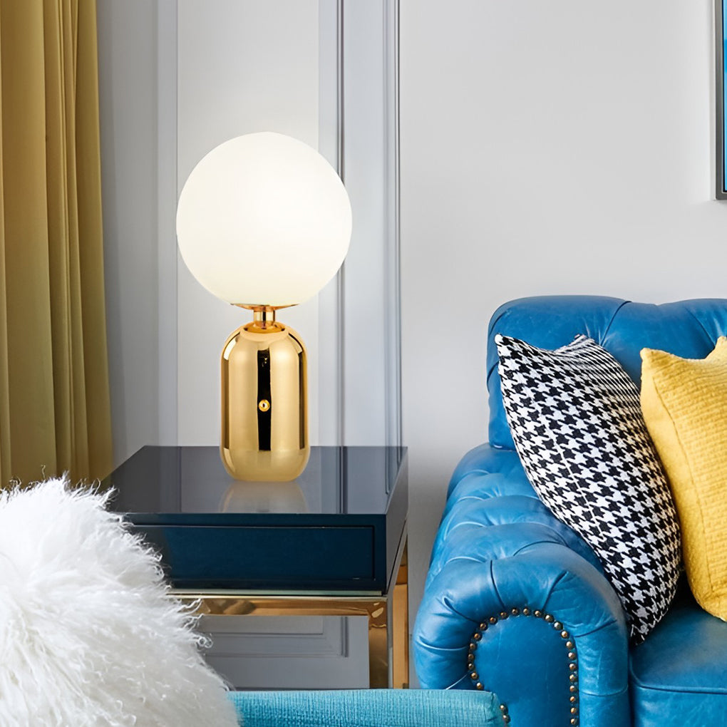 Frosted Glass Globe Table Lamp Nordic Minimalist LED Accent Light for Bedside and Living Room