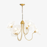 Frosted Lotus Leaf Glass Pendant Light Modern Gold Luxury Ceiling Chandelier for Dining Room