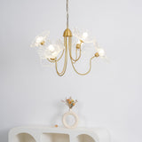 Frosted Lotus Leaf Glass Pendant Light Modern Gold Luxury Ceiling Chandelier for Dining Room