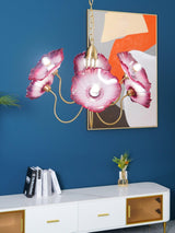 Frosted Lotus Leaf Glass Pendant Light Modern Gold Luxury Ceiling Chandelier for Dining Room